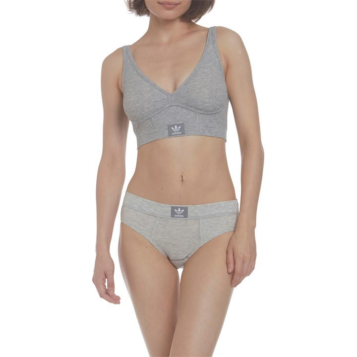 Adidas Originals Women's Grey Adicolor Contempo Rib 2-2 Bralette Large
