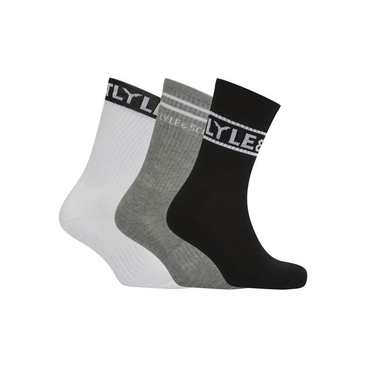 Lyle And Scott Men's Multi 3-Pack Logo Socks Size 7