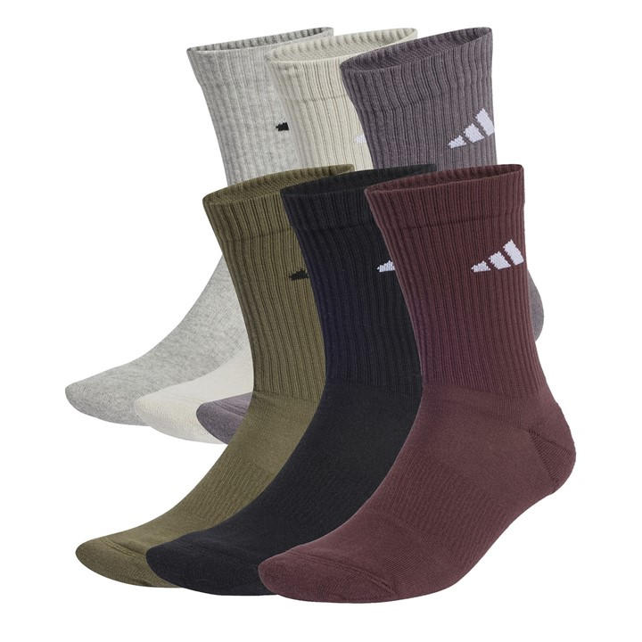 Adidas Unisex Multi 6-Pack Logo Crew Socks Adults Size 8.5