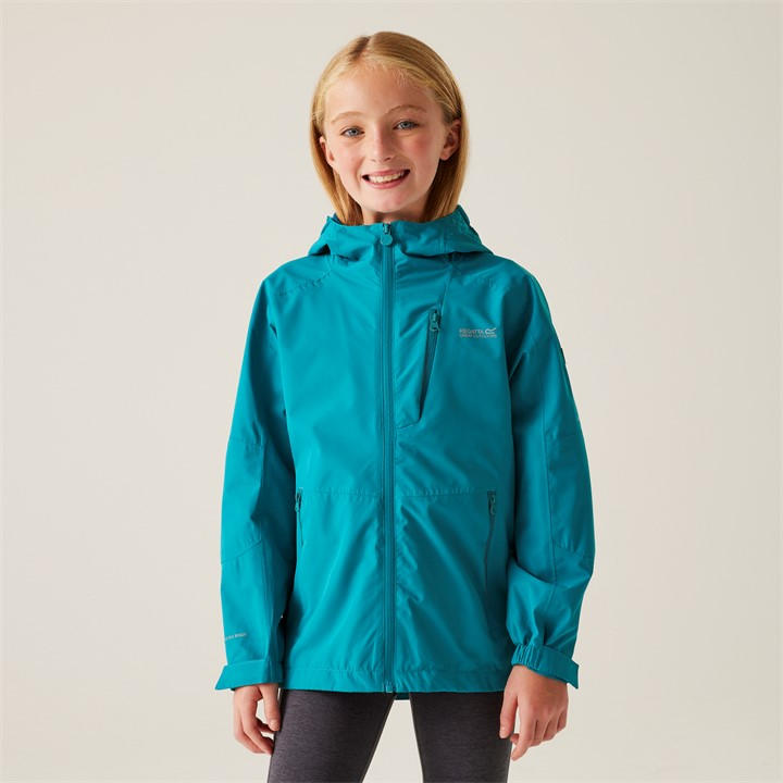 Regatta Girls Green Calderdale Iii Waterproof Jacket Juniors Medium
