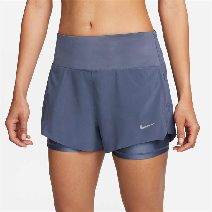 NIKE DRI-FIT SWIFT WOMEN'S MID-RISE 3 2-IN-1 RUNNING SHORTS WITH POCKETS