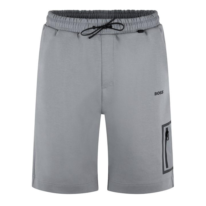 HUGO BOSS MEN'S HBG HARIQ FLEECE SHORTS, FLEECE MATERIAL DESIGN