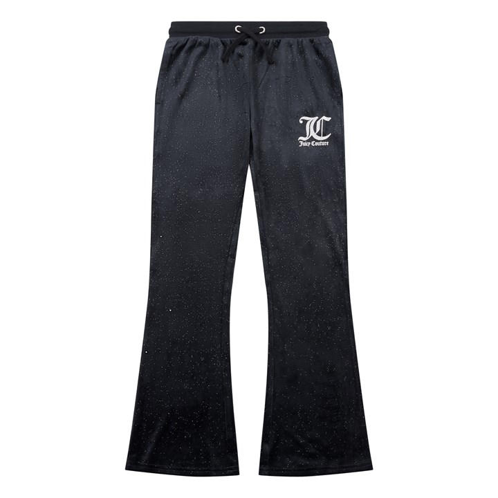 Juicy Couture Girls Black Glitter Velour Flared Joggers - Size 8