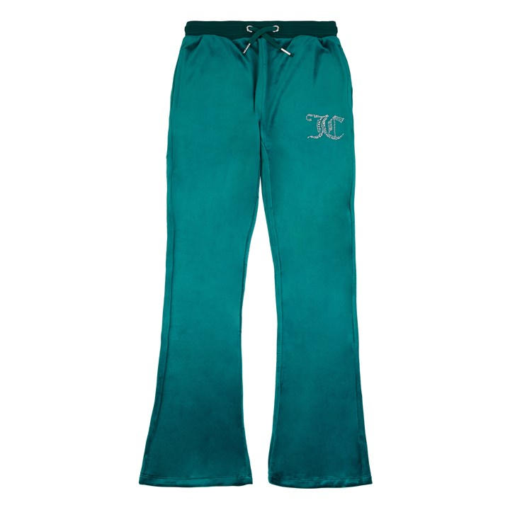 Juicy Couture Girls Green Diamante Velour Bootcut Joggers - Size 15