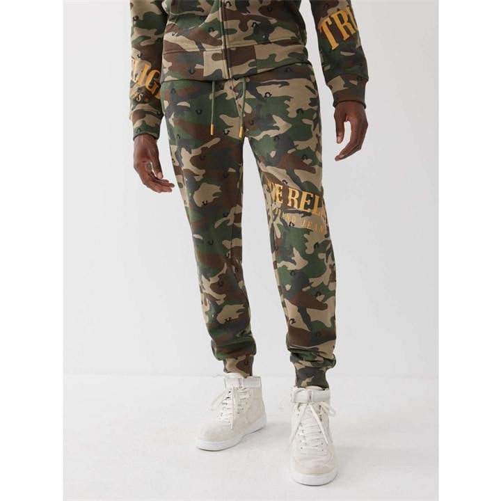 TRUE RELIGION CAMO WELT POCKET LOGO JOGGING BOTTOMS MENS