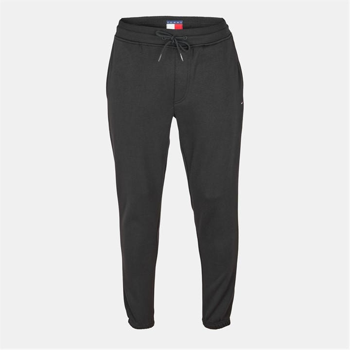 Tommy Jeans Men's Black Tj Flag Slim Closed Hem Fleece Joggers