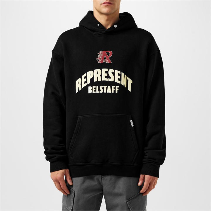 Represent Men's Black X Belstaff Flame Phoenix Hoodie Large
