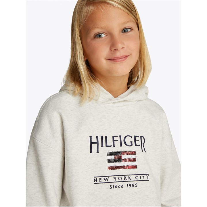 Tommy Hilfiger HILFIGER SEQUIN FLAG HOODIE - Grey