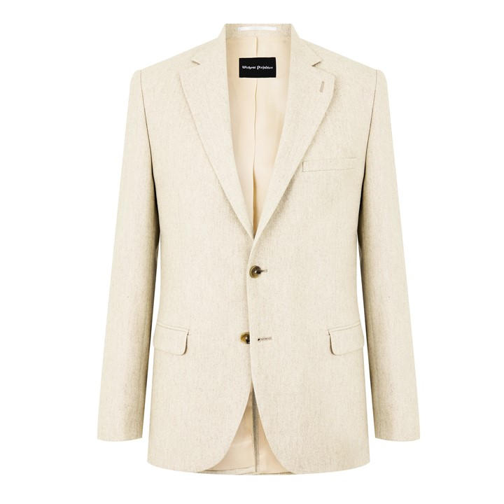 Without Prejudice Men's Beige Archer Donegal Slim Fit Suit Jacket Large