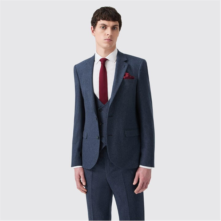 Without Prejudice Men's Blue Archer Donegal Slim Fit Suit Jacket Large