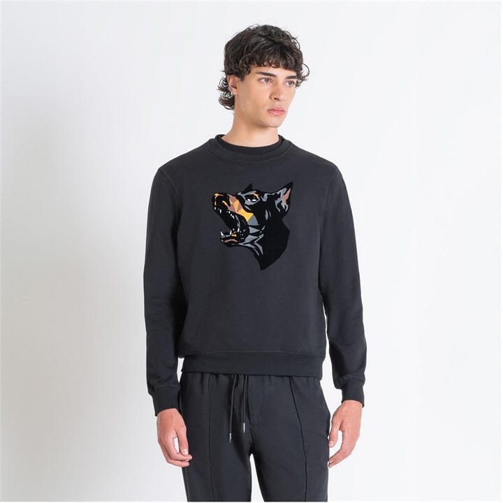 ANTONY MORATO SWEATSHIRT REGULAR FIT IN ABLE COTTON BLEND FABRIC WITH MATT PLASTICSUSTAIN AND FLOCK PRINT