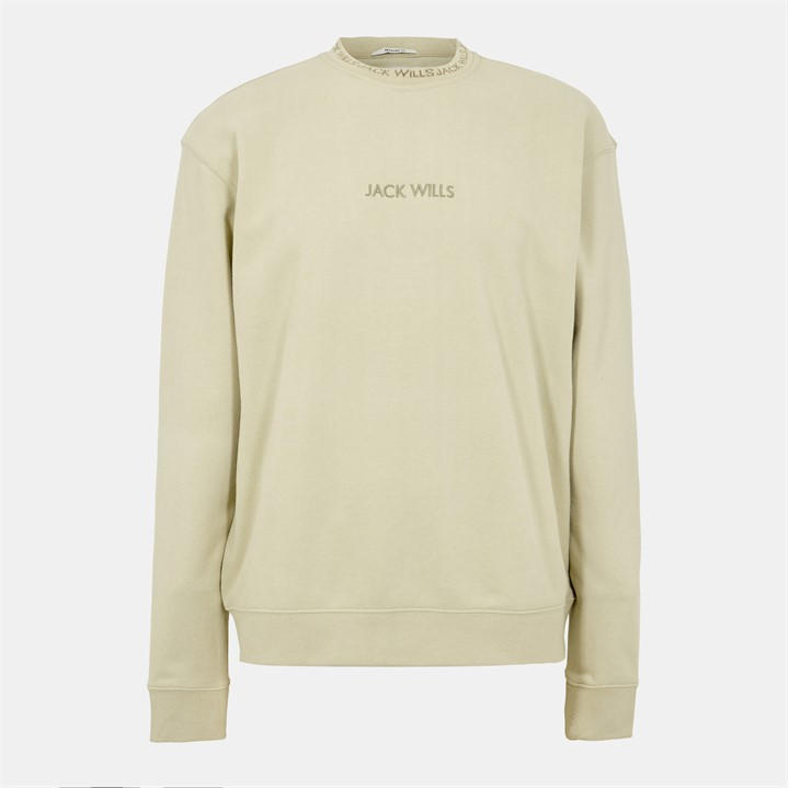 Jack Wills Men's Green Jacquard Crew Sweatshirt