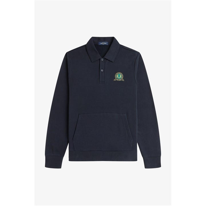 Fred Perry Men's Blue Fred Badge Collr Swt Sn54 Extra Large