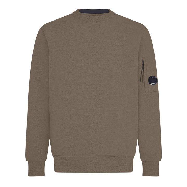 Cp Company Men's Brown Lens Crew-Neck Sweatshirt Medium