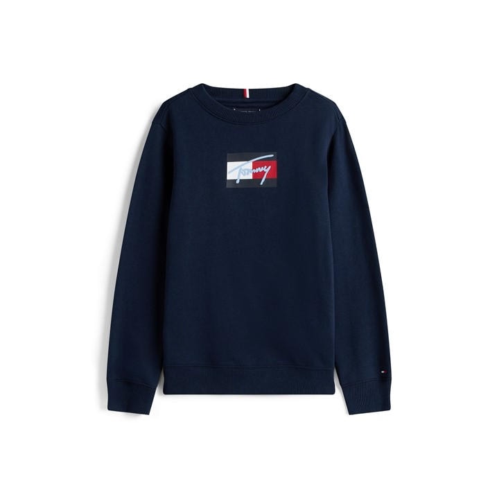 Tommy Hilfiger Boys Blue Tommy Scrpt Flg Crew
