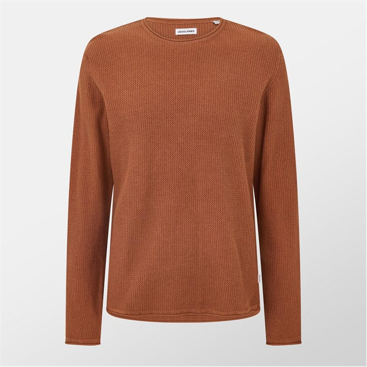 Jack And Jones Men's Brown Carpenter Knit Crew Sweater Small