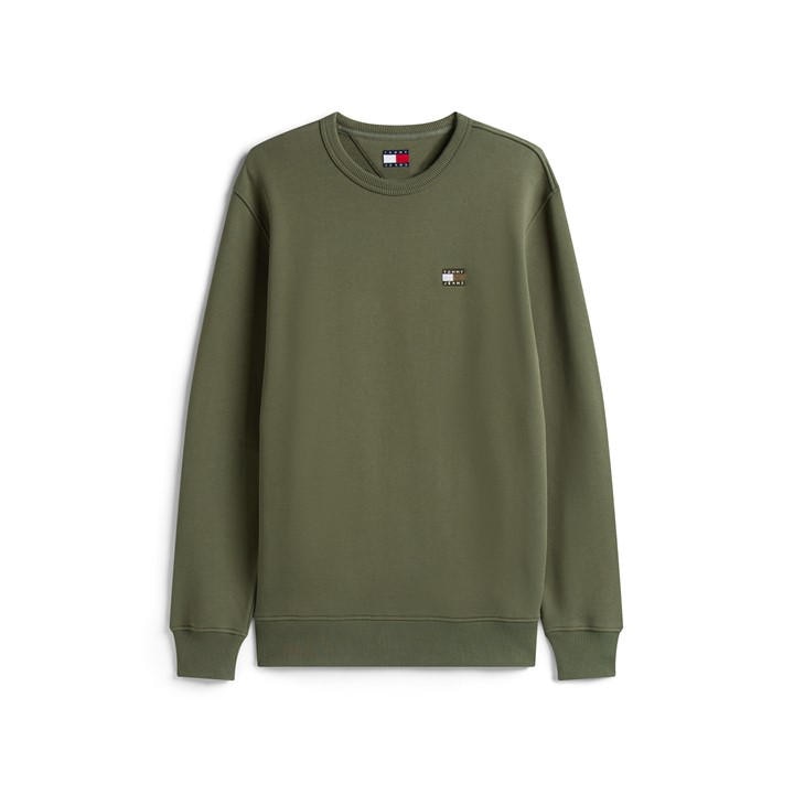 Tommy Jeans Men's Green Badge Sweatshirt Extra Large
