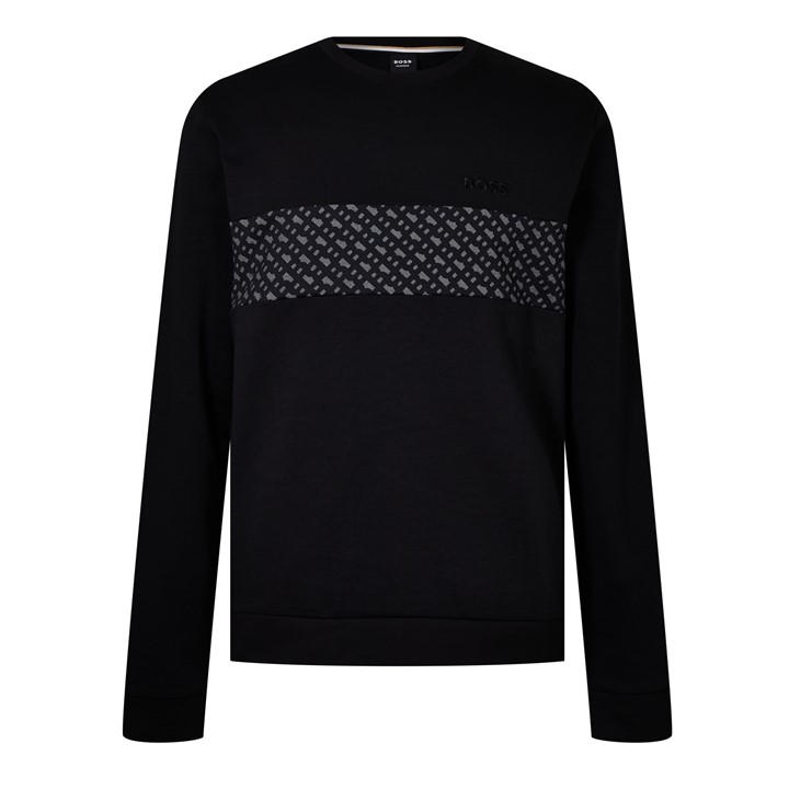 HUGO BOSS MEN'S ADAM TONAL ‘B’ JACQUARD SWEATSHIRT