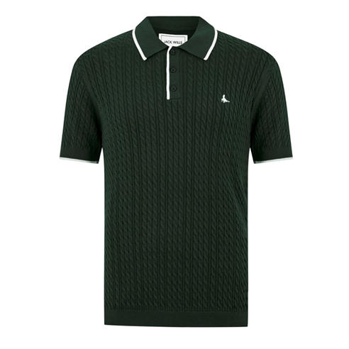 Jack Wills - Men's JW Braid Knitted Short-Sleeve Polo Shirt