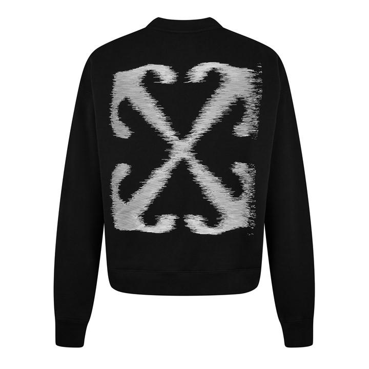 OFF-WHITE MEN'S WIND ARR SK CREW SWEATSHIRT, SIGNATURE LOGO
