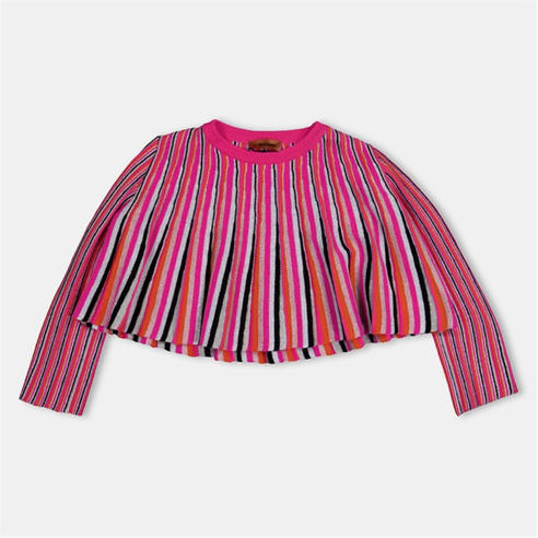 MISSONI - Kids' Striped Intarsia Knitted Cropped Hoodie