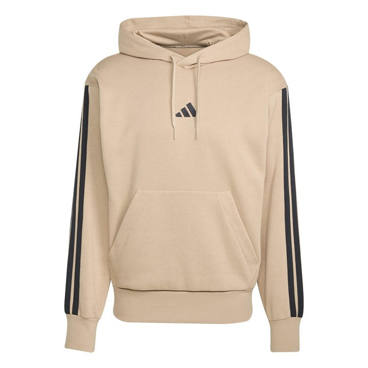 Adidas Men's Beige Essentials Fleece 3-Stripes Hoodie