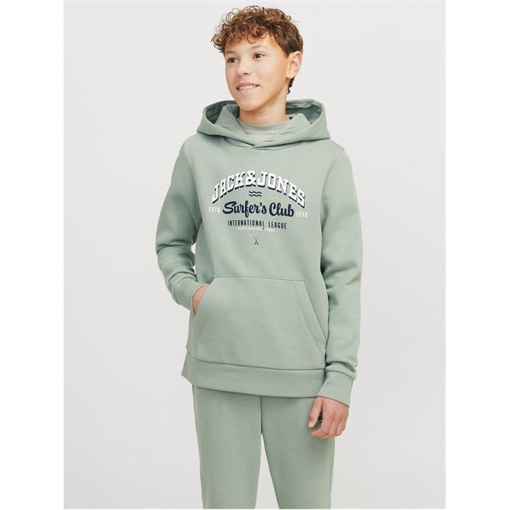 Jack And Jones Boys Green Logo Hoody