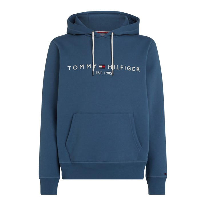 Tommy Hilfiger Men's Blue Tommy Logo Hoodie Large