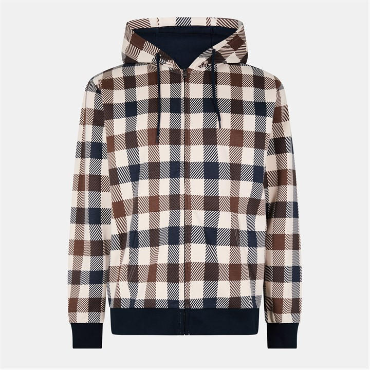 AQUASCUTUM BIG CHECK ZIP UP HOODIE