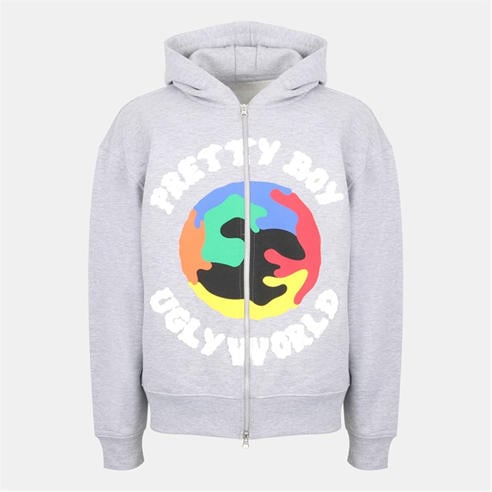 PRETTY BOY UGLY WORLD - Men's Cotton Long Sleeve Oversized Fit Zip Hoodie