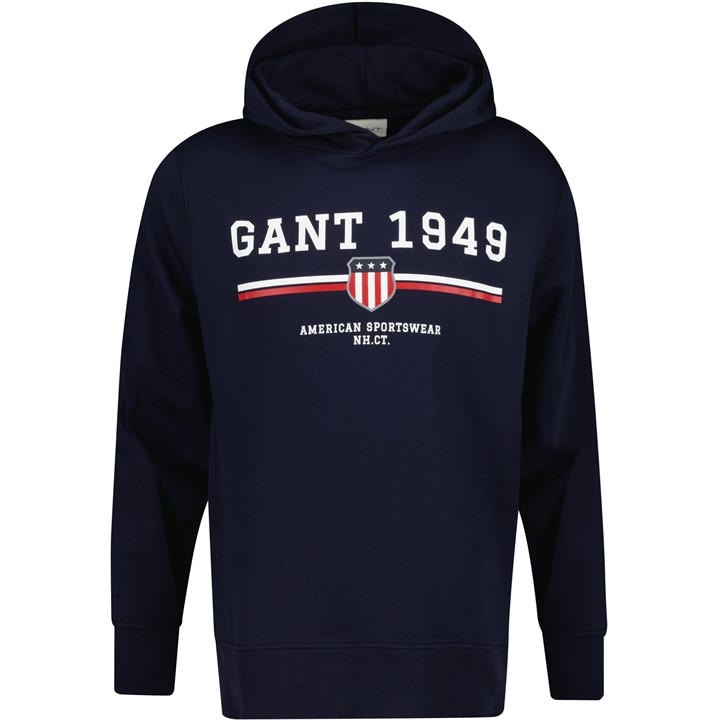 Gant Graphic Hoodie In Blue