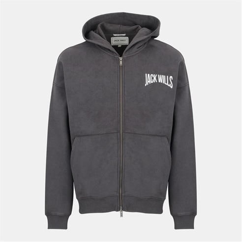 Jack Wills - Men's Graphic Cotton Long Sleeve Oversized Fit Zip Hoodie