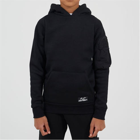 Brave Soul - Boys Pull Over Hoodie with Zip Sleeve Pocket and Kangaroo Pocket Label Detail