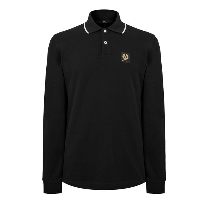 Belstaff Men's Black Tip Long Sleeve Polo Shirt 2XL