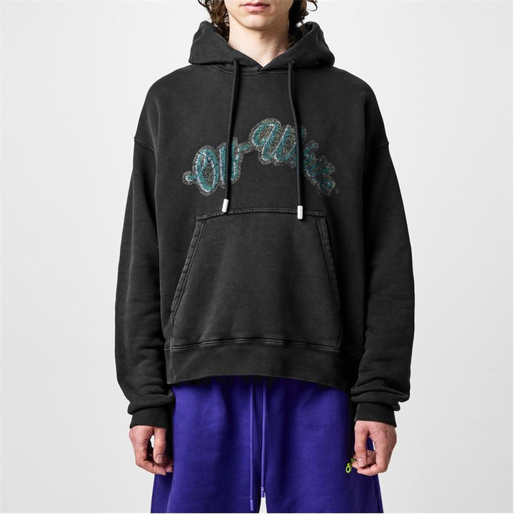 OFF-WHITE MEN'S BACCHUS SKATE HOODIE, UNIQUE DISTRESSED PRINT