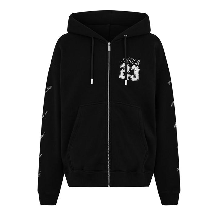 OFF-WHITE MEN'S 23 LOGO SKATE ZIP HOODIE, ALL-OVER LOGO EMBROIDERY
