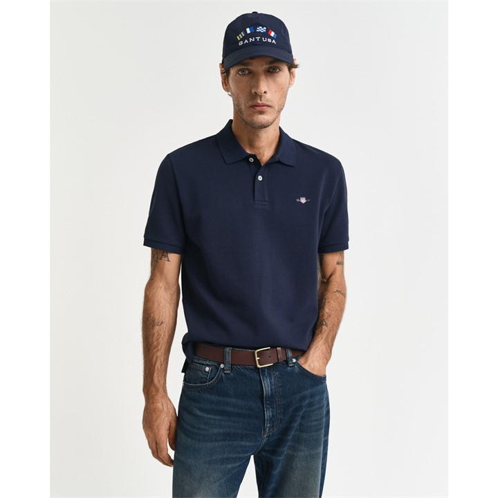 Gant Textured Polo Shir In Blue