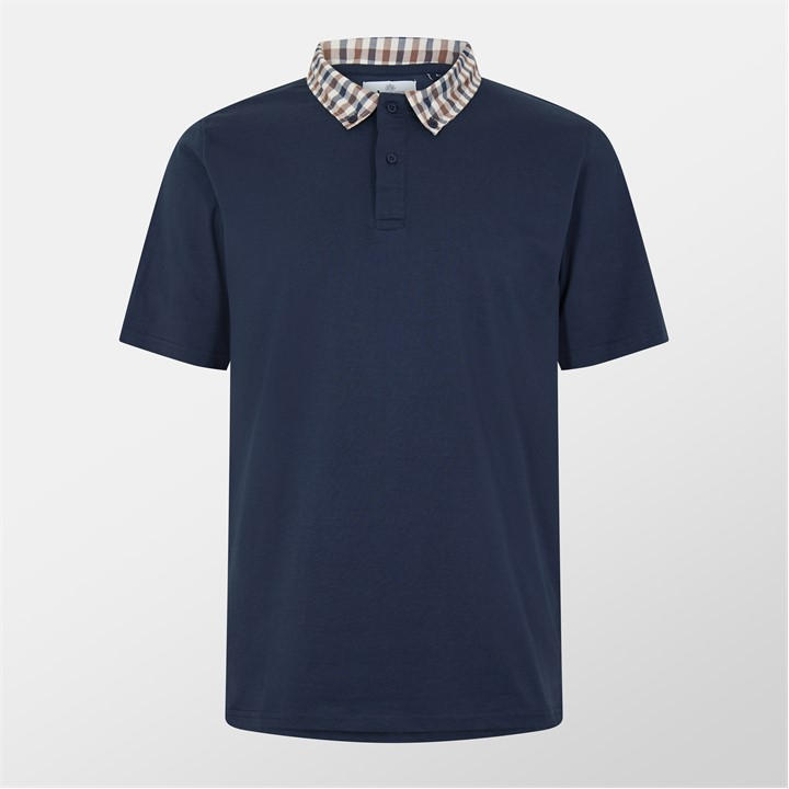 Navy - AQUASCUTUM - AquAct Chk Cllr Polo Sn52