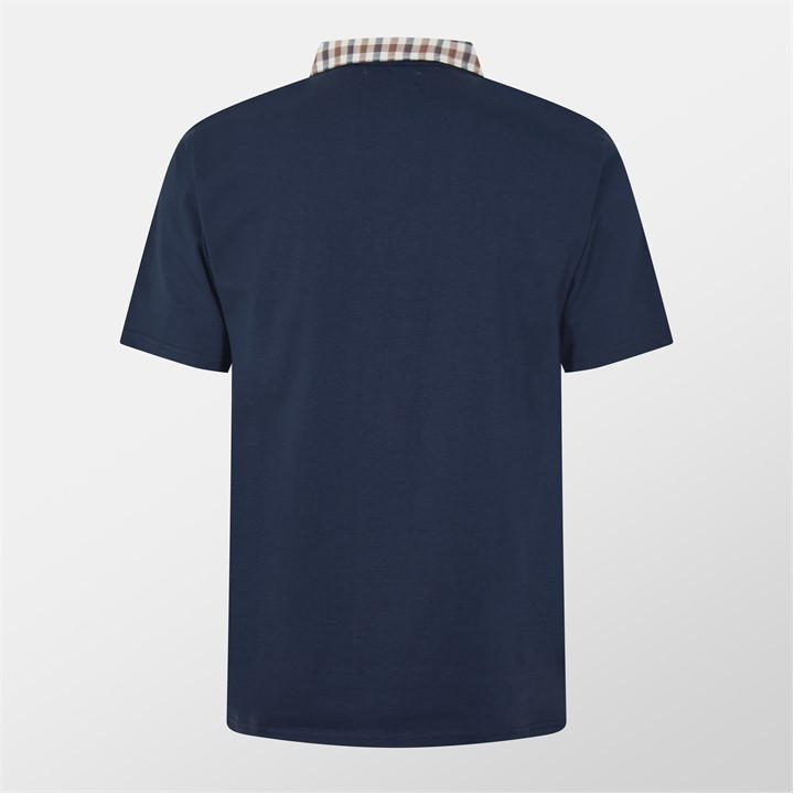 Navy - AQUASCUTUM - AquAct Chk Cllr Polo Sn52
