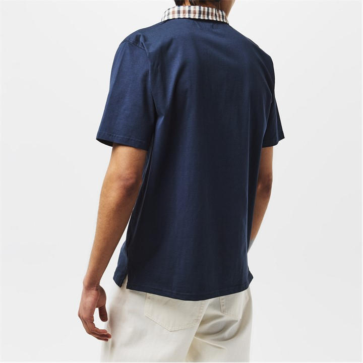 Navy - AQUASCUTUM - AquAct Chk Cllr Polo Sn52