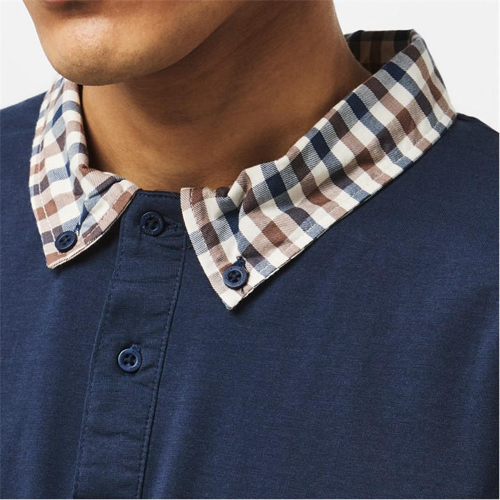 Navy - AQUASCUTUM - AquAct Chk Cllr Polo Sn52