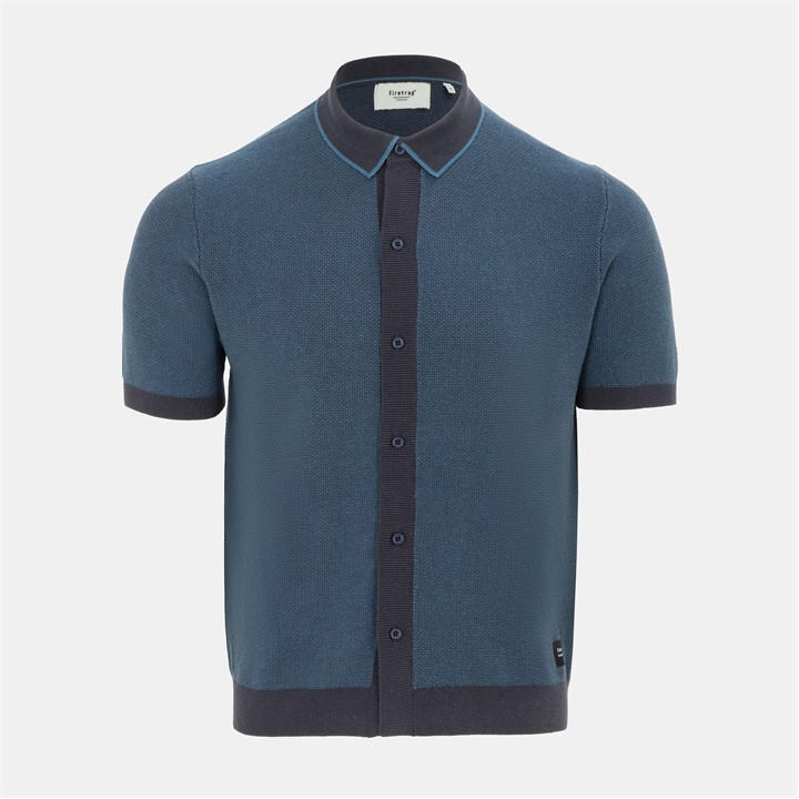 Firetrap Men's Blue Short Sleeve Knit Polo Shirts Cardigan Extra Large