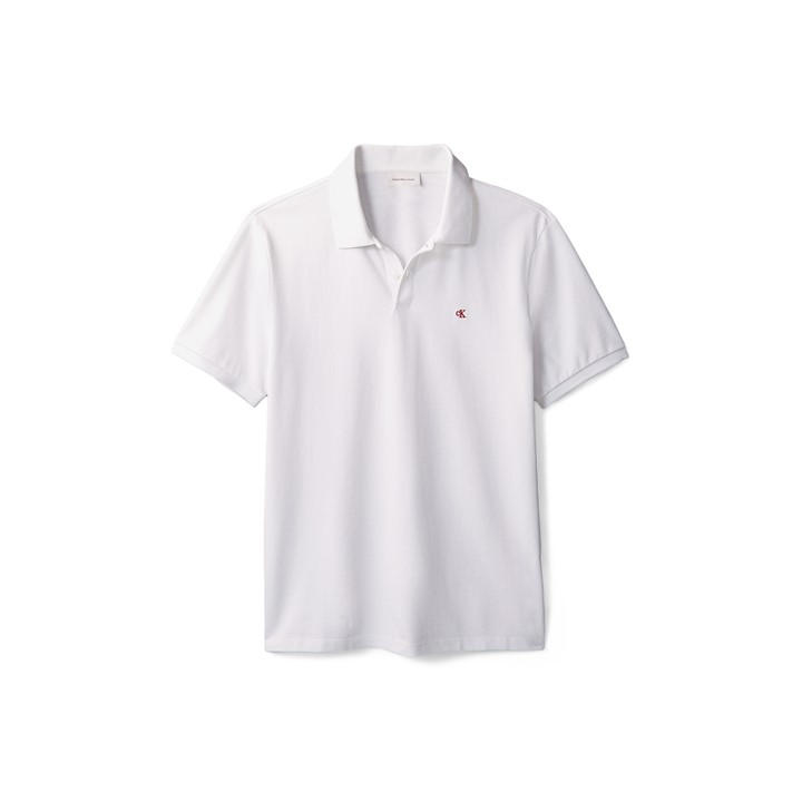 Calvin Klein Jeans Men's White Ckj Pique Short-Sleeve Polo Shirt