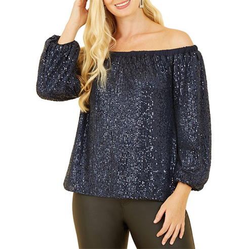 Yumi - Women's Bardot Long-Sleeve Blouse