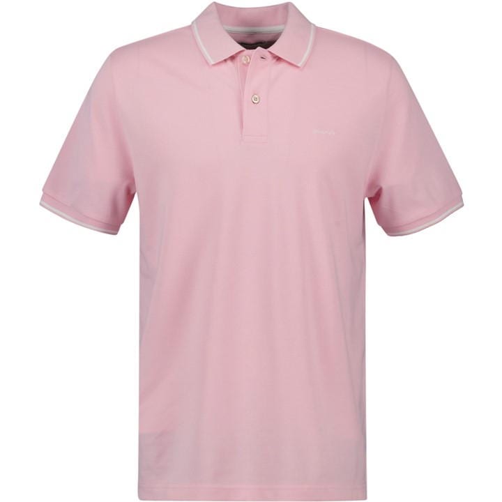 Gant Tipping Ss Pique Polo White S In Pink