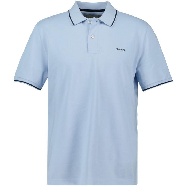 Gant Tipping Ss Pique Polo White S In Blue