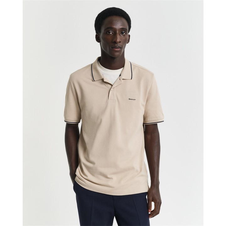 Gant Tipping Ss Pique Polo White S In Neutral