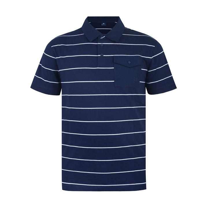 Giorgio Men's Blue Stripe Short-Sleeve Polo Shirt
