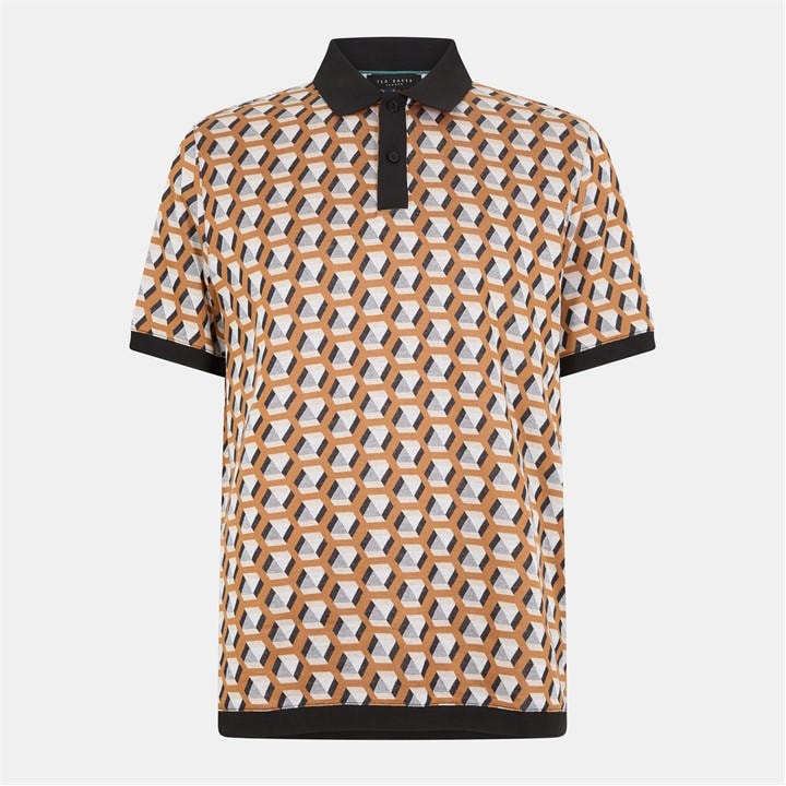 Ted Baker Men's Brown Jacquard Short-Sleeve Polo Shirt