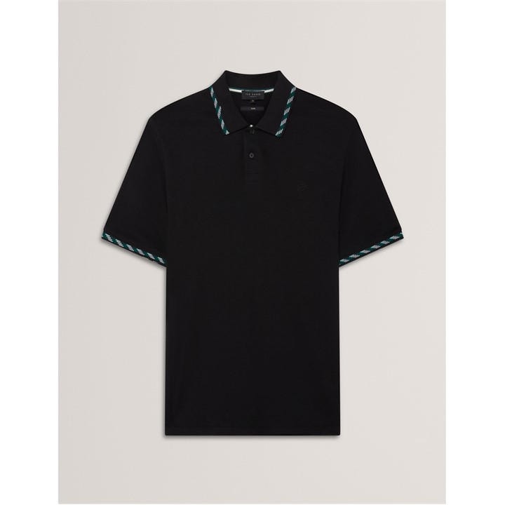 Ted Baker Men's Black Jacquard Short-Sleeve Polo Shirt